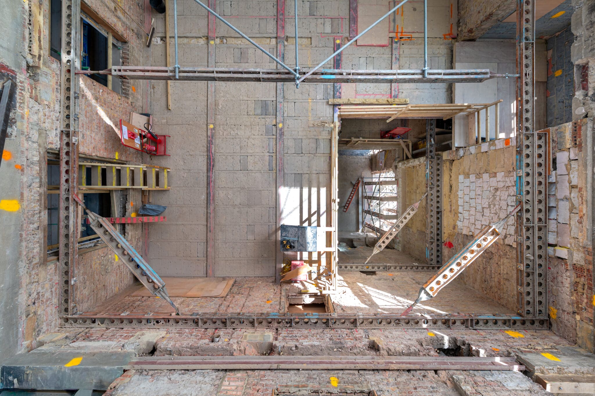 Historic façade retention project under construction